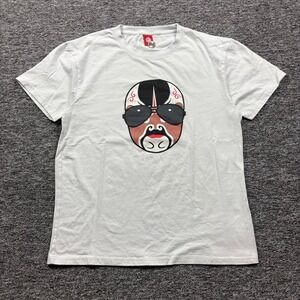 Y2K 2000s LUSHANGHAI Peking Opera Graphic T-Shirt White Size XL